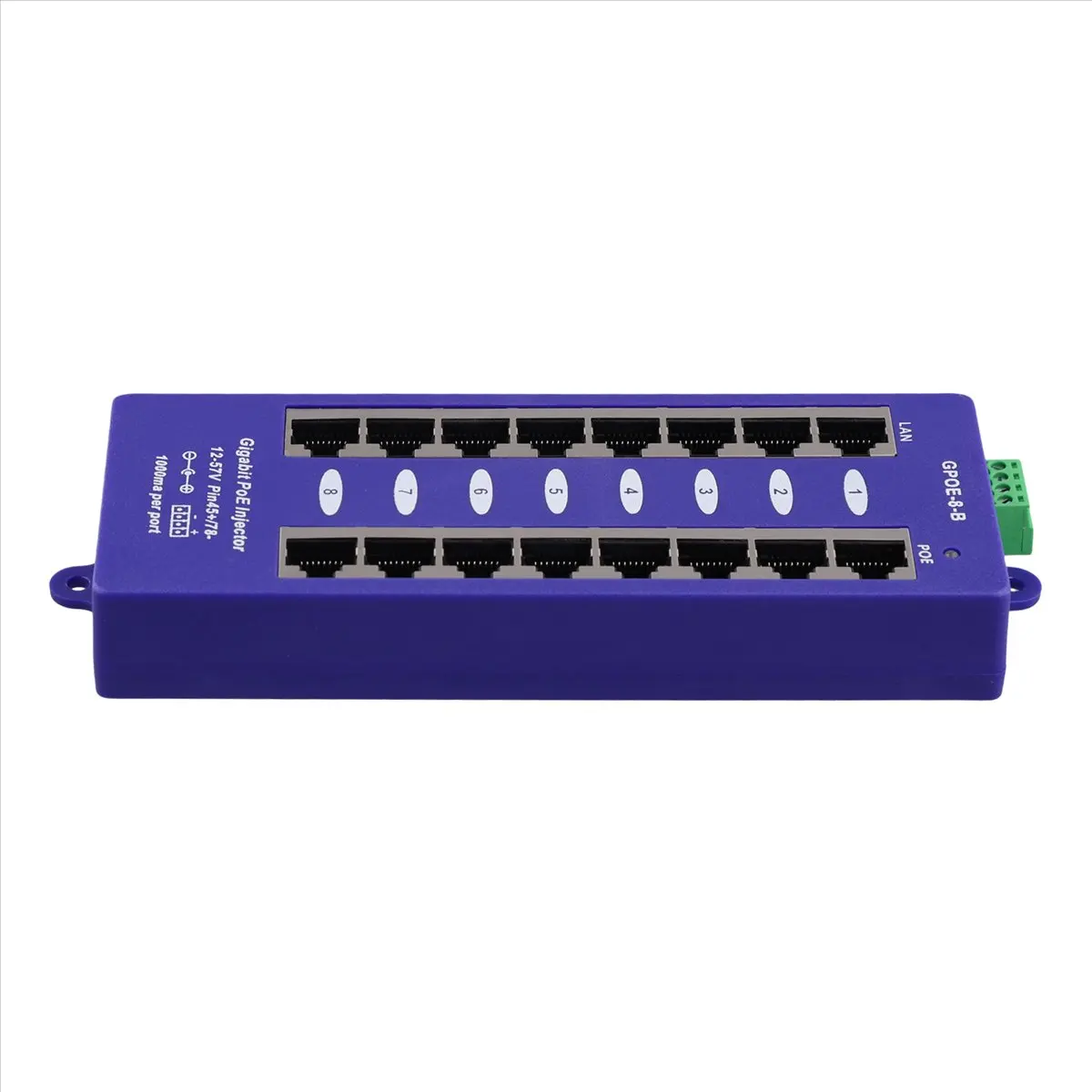 Фото 【Инжектор Power over Ethernet】 Новый 802.3af Mid-Span PoE инжектор, режим B(4/5+,7/8-), пассивный гигабитный 8-портовый PoE инжектор для UBNT №2