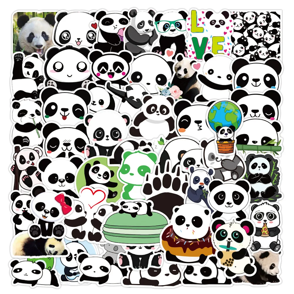 

10/30/50pcs new cute panda graffiti stickers waterproof luggage notebook scooter water cup stickers
