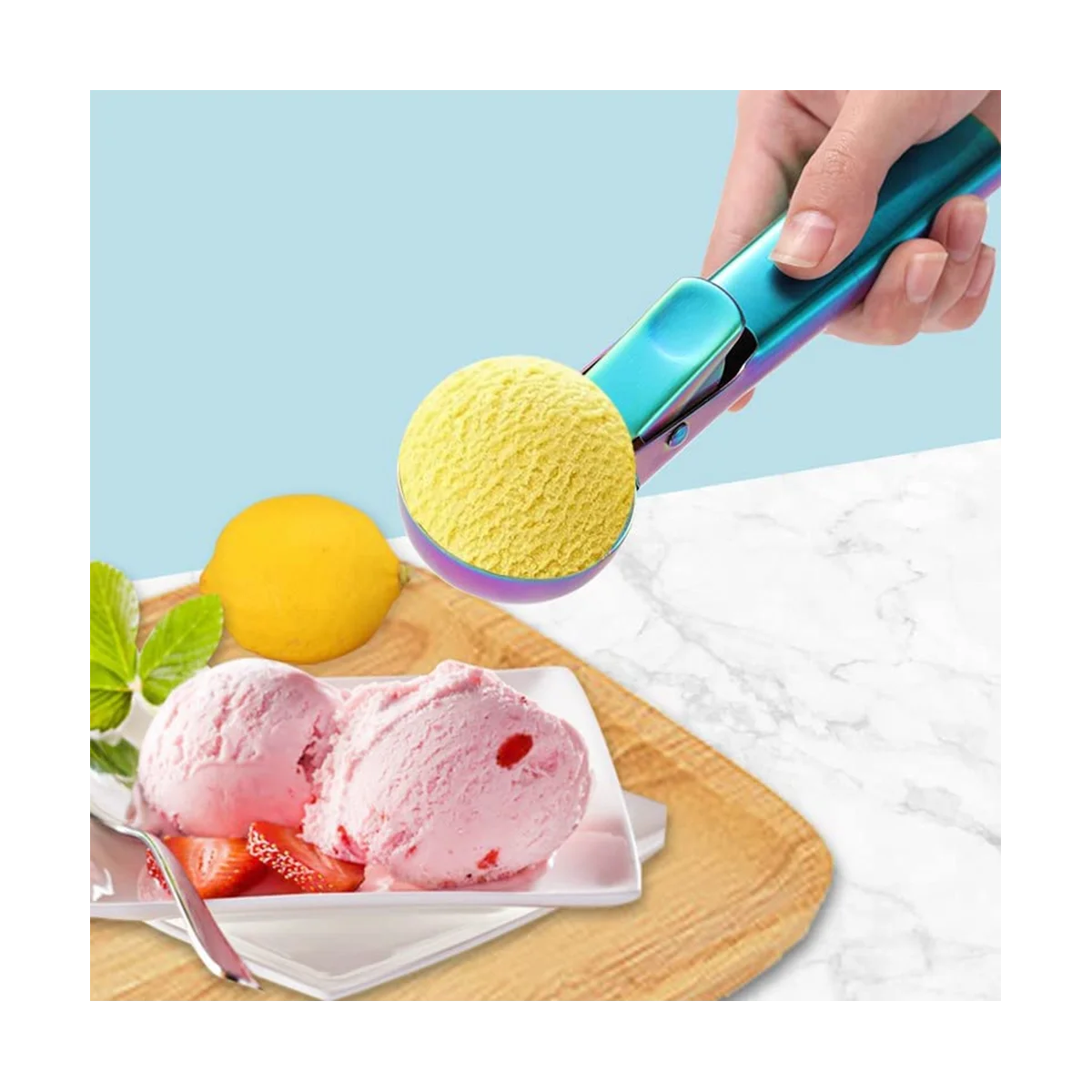 Ложка для мороженого Золотая ложка печенья из нержавеющей стали с триггером 2 шт.