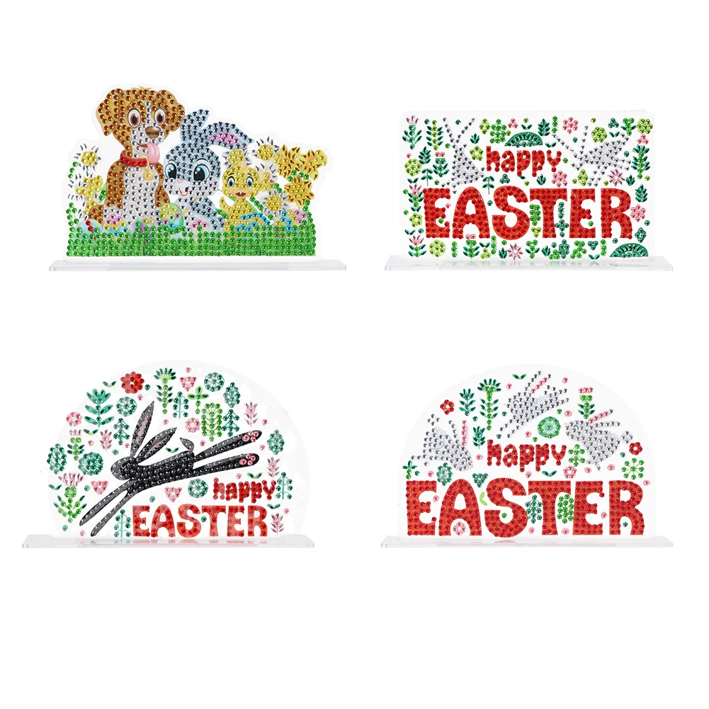

DIY Handmade Figurines Craft Table Decor Ornaments Kit Crystal Mosaic Easter Scene DIY Painting Room Decor