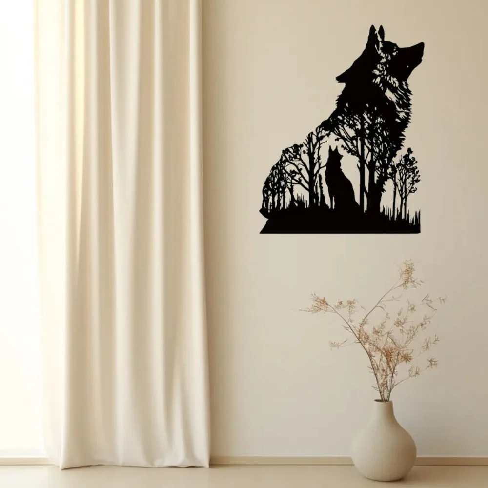 Украшение для стен волк-металлическое искусство дома. 1 шт. черный цвет украшает