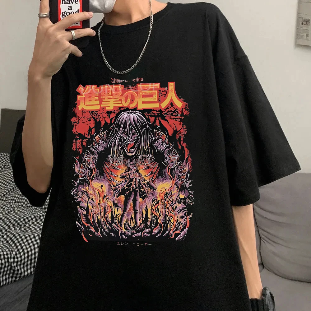 

Women's T Shirt Anime Attack on Titan Eren Yeager Short Sleeve Unisex T-shirt Harajuku Hip Hop Oversized T Shirt Streetwear Tops