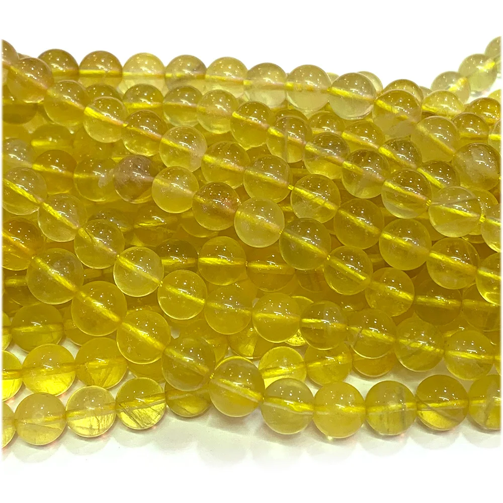 

Veemak Yellow Fluorite Round Loose Beads For Jewelry Making Natural Gemstones Crystal DIY Necklace Bracelets Earrings Pendant