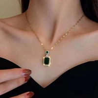 emerald necklace female crystal geometric retro temperament clavicle zircon jewelry japan and south korea four seasons