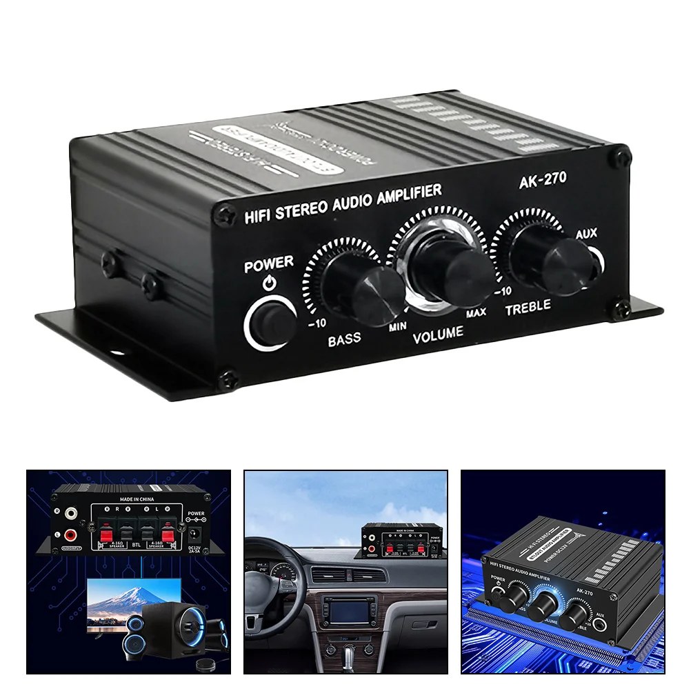 

Audio Amplifier 12V Digital Audio Amp Dual Channels Bass Treble Amplifier