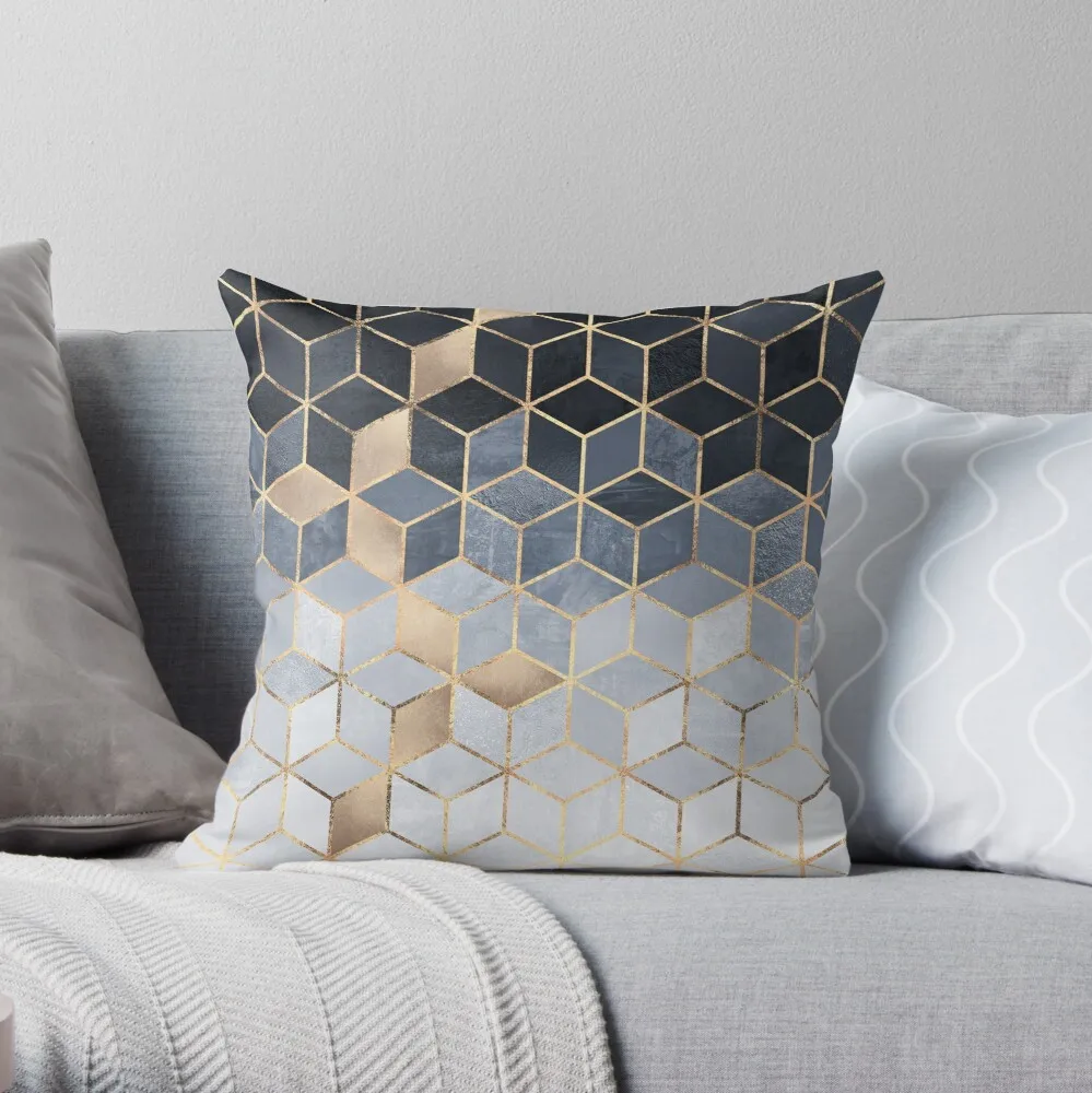 

Pillowslip Soft Blue Gradient Cubes Throw Pillow 100% Cotton