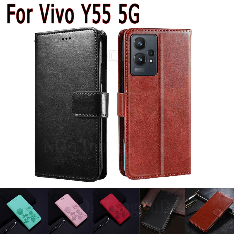 

Coque Cover For Vivo Y55 5G Case Magnetic Card Flip Wallet Leather Stand Protective Etui Book For Vivo Y 55 Phone Case V2127 Bag