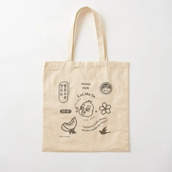 

Let Me In Melon Milk Carton Concept Cott Canvas Bag Grocery Handbag Women Printed Foldable Shopper Reusable Fashion Ladies