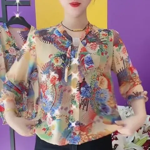 Новая шифоновая рубашка для матери среднего возраста модная маленькая в