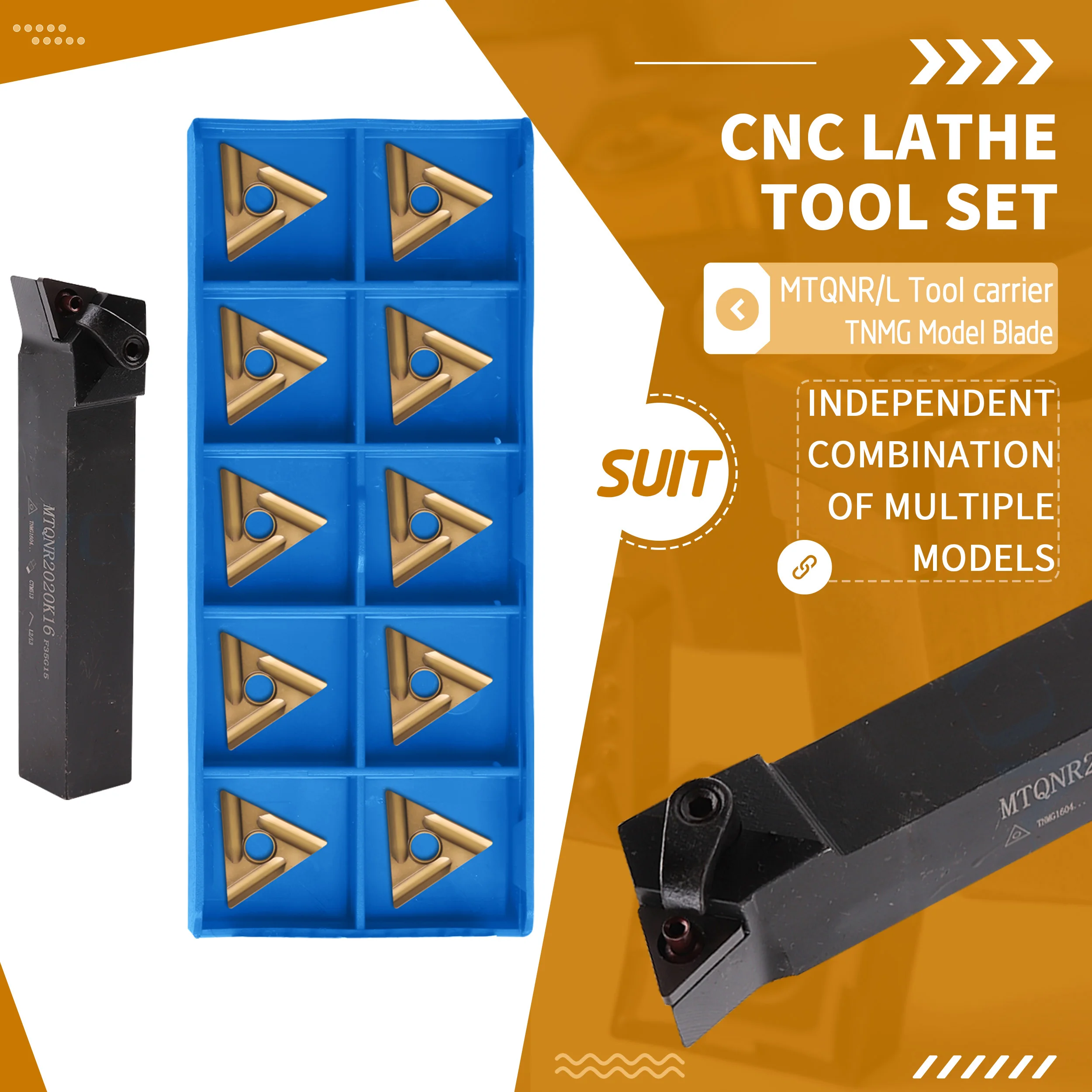 

MTQNR1616H16 MTQNR2020K MTQNL2525M Machine External Turning Tools Holder +10Pcs TNMG1604 CNC Lathe Carbide insert Stable Cutting