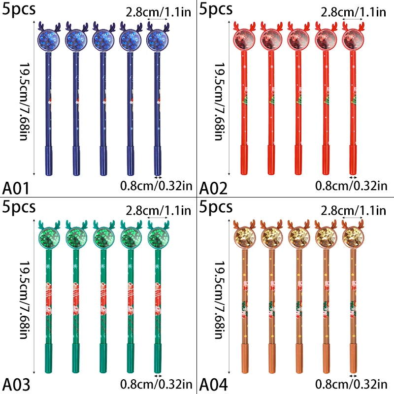 5 шт. подарочная ручка для письма мультяшные рога оленя блестящие блестки гелевые