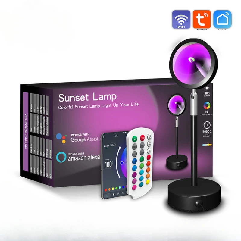 

Sunset Lamp Intelligent WIFI Tuya Bluetooth APP Remote Control RGB Floor Ambient Light Rainbow Projection