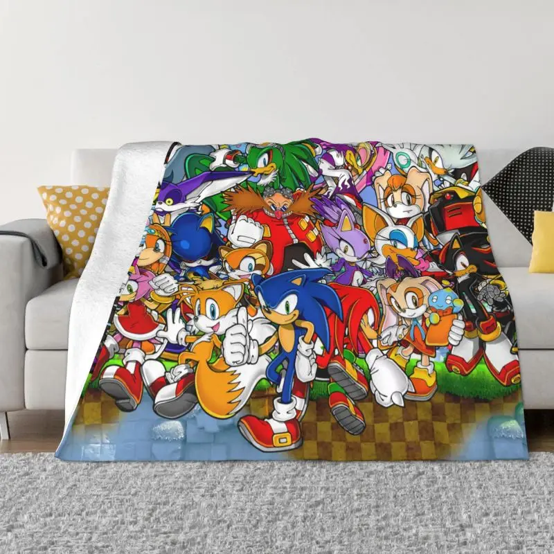 

Baby Sonics Doctor Eggman Blankets Warm Flannel Miles Tails Prower Video Game Throw Blanket for Bedding Couch Quilt