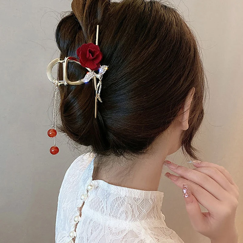 

Romantic Elegant Flower Claw Clip Tassel Claw Clamp For Women Hair Clip Wedding Party Headwear Jewellery