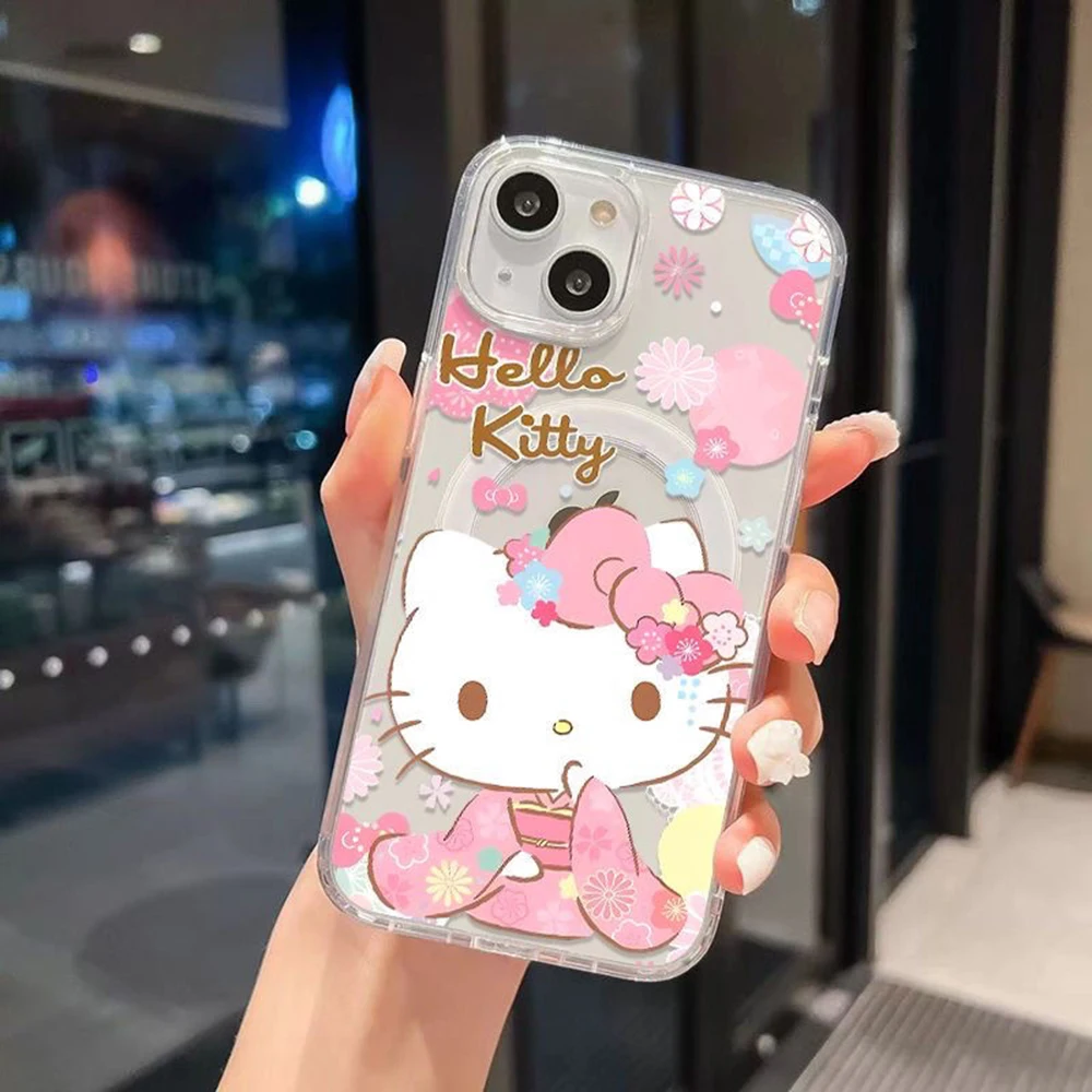 Милый магнитный чехол для телефона Hellos Kittys Magsafe Samsung Galaxy S24 S23 S22 S21 S20 FE Plus Ultra 5G