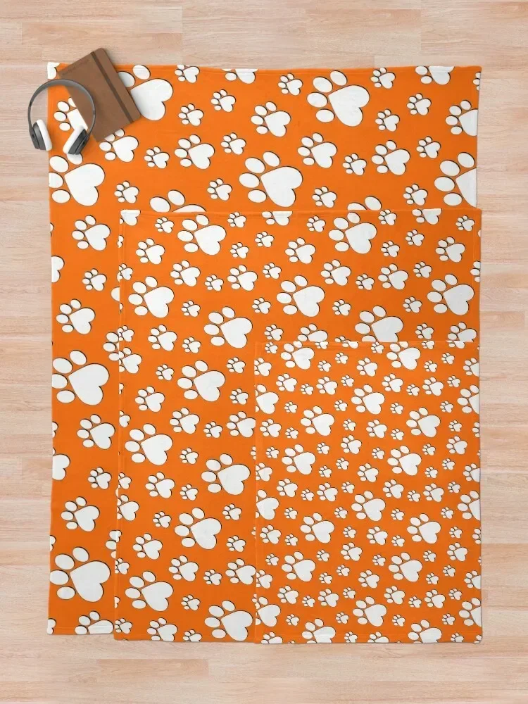 Хэллоуин белые на апельсиновой лапе узор-сердца лапы с контуром плед одеяло