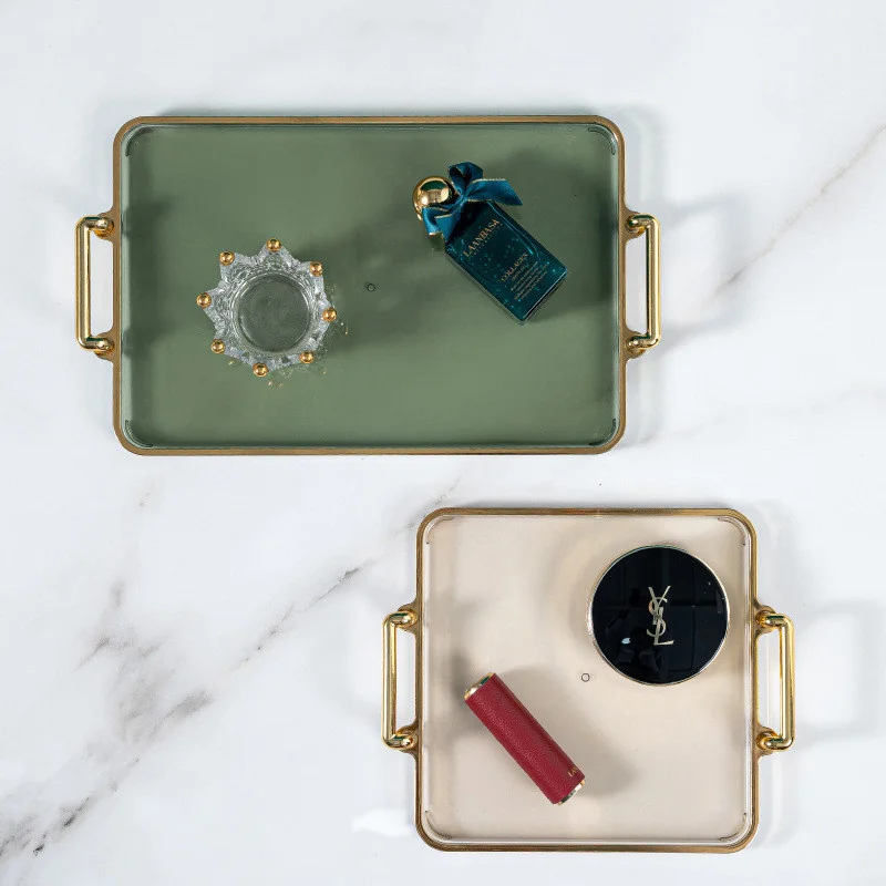 Роскошный поднос для хранения с золотой ручкой декоративный роскошные