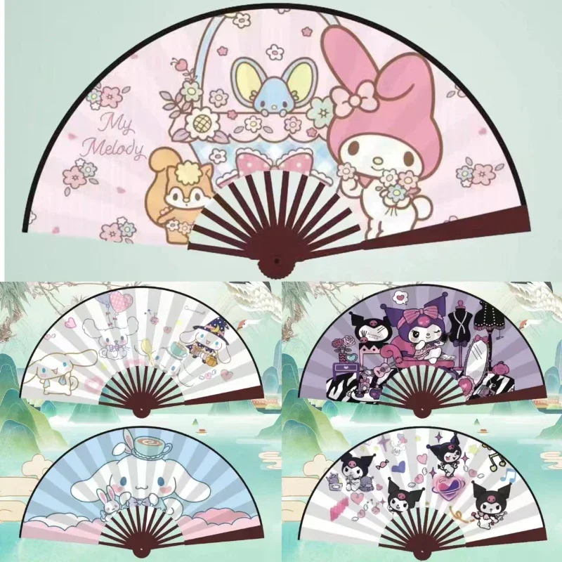 ond kreskówkowy wachlarz Sanrio osiem cali Kawaii moja melodia Kuromi składany Anime Cinnamoroll letni zabawka dla dzieci prezent