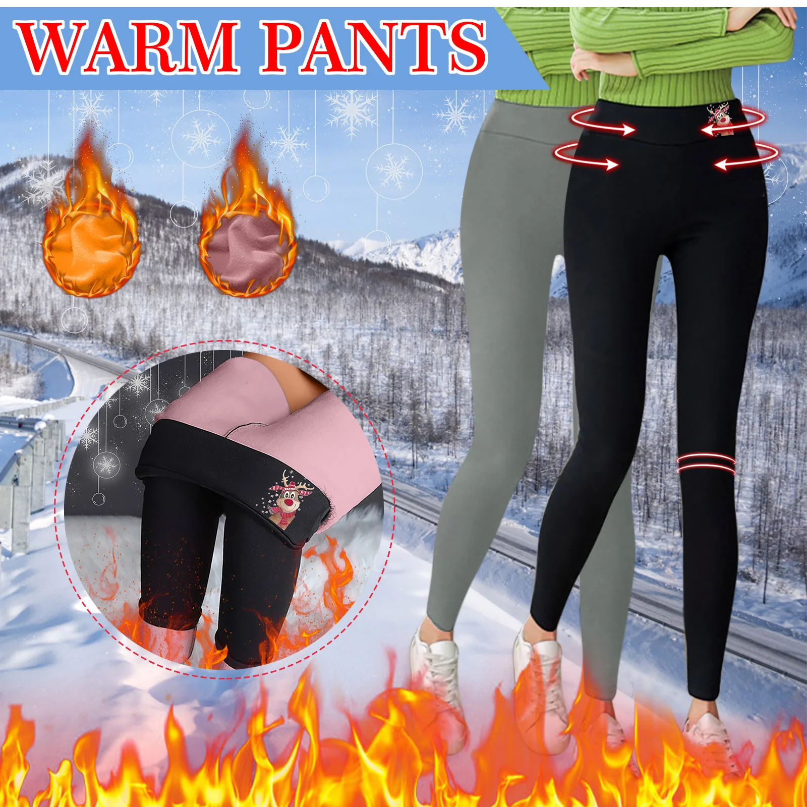 

Women's Workout Warm Elastic Trousers Home Color Autumn Waist Solid Pants Winter Plush Pants trouser Pants Leggings