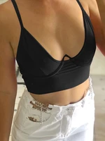 sexy backlesss v neck bodycon cami bralette crop top for women 2022 summer fashion solid color top y2k casualstreet croset