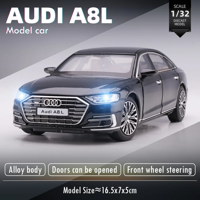 

JKM 1:32 Audi A8L Alloy Car Model Diecasts Toy Vehicles Collectible Hobbies Gifts Static Die Cast Voiture for Boys Child Gift