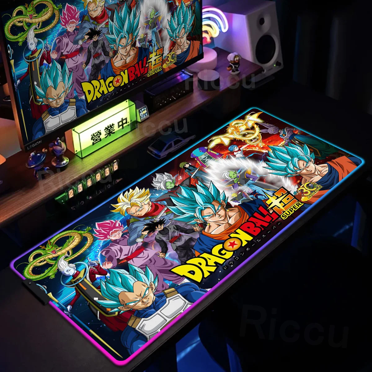 RGB Mousepad Computer Game Lock Edge Deskmat Xxl Keyboard PC Non-slip Carpet LED Glowing Anime Goku D-Dragons Balls Mausepad Rug