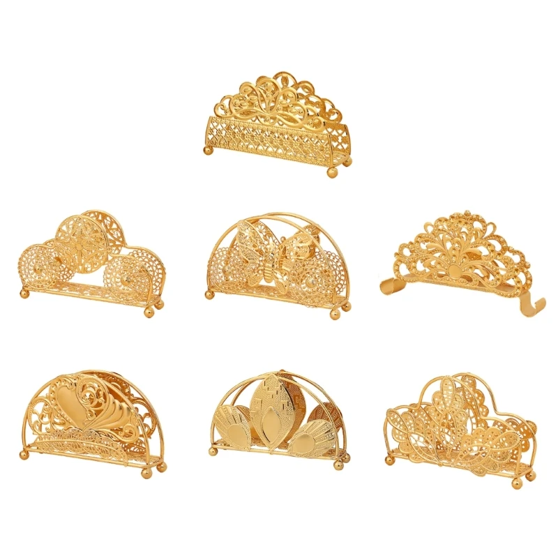 

Wrought Iron Golden Tissue Holder Decorative Home Festival Dining Room Drop Shipping