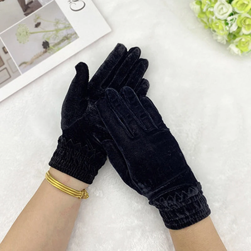 

Women Gloves Elastic Flannel Driving Mittens Women's Gold Velvet Thin Winter Warm Outdoor Sports Fitness Cycling Gloves