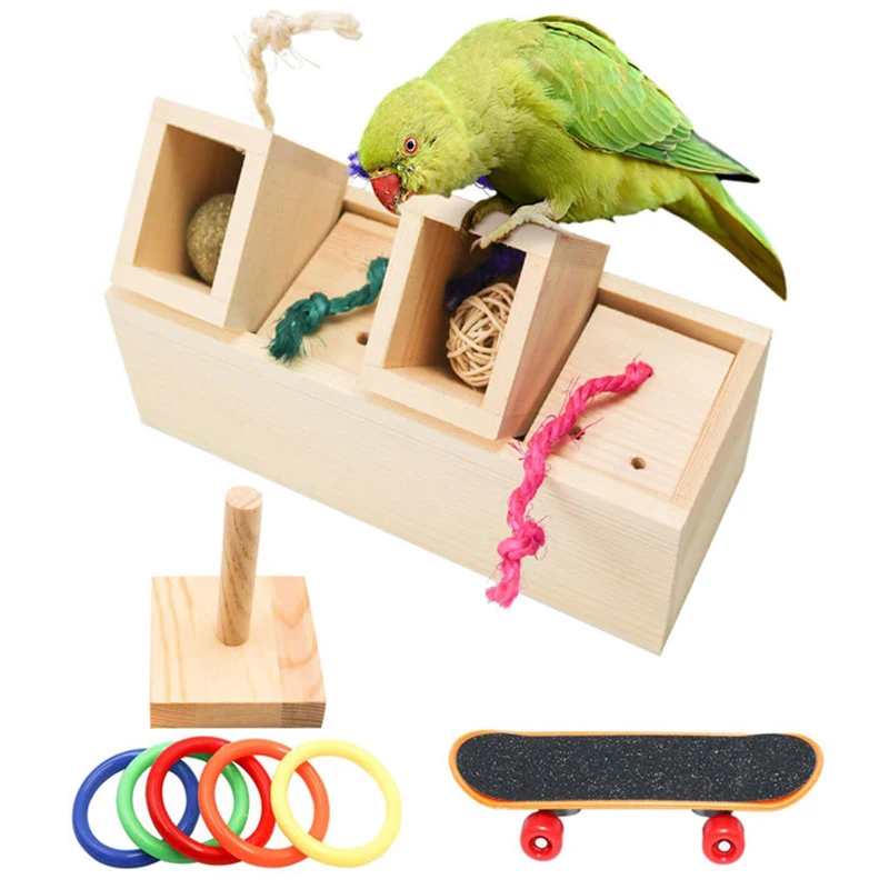 

Parrot Toy Set Bird Playground Supplies Educational Parrot Training Toys Ferrule Foraging Cockatiel Combination Toy Accessories