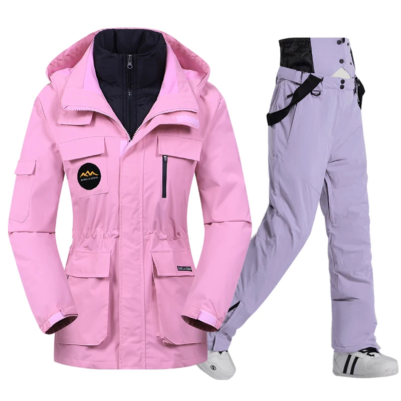 New Ski Suit Women Winter Snow Parkas Warm Windproof Outdoor Skiing Down Cotton Jackets and Pants Female Snowboard Wear Overalls