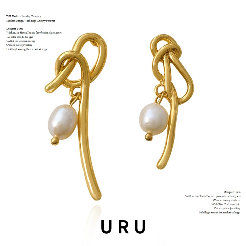 

Modern Jewelry 925 Silver Needle Irregular Knot Earrings Personality Vintage Temperament Cultured pearl Earrings For Women 2023