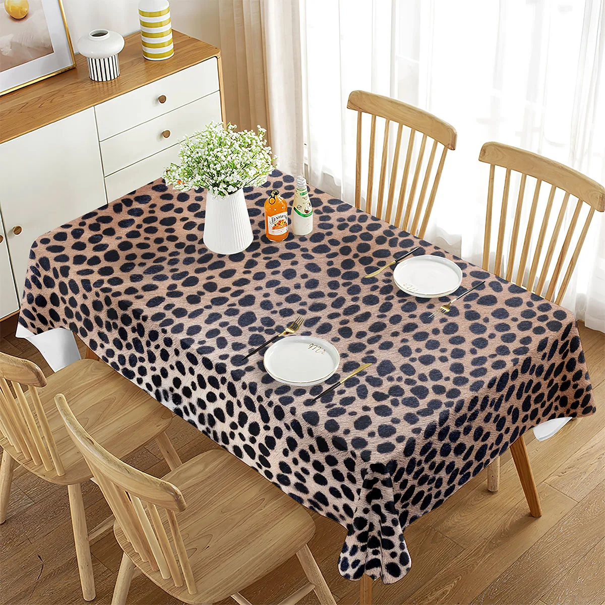 

Tablecloth Rectangle Leopard Print Jungle Wildlife Leopard Skins Home Decor for Tablecloth Tea Table Kitchen Dining Room Banquet