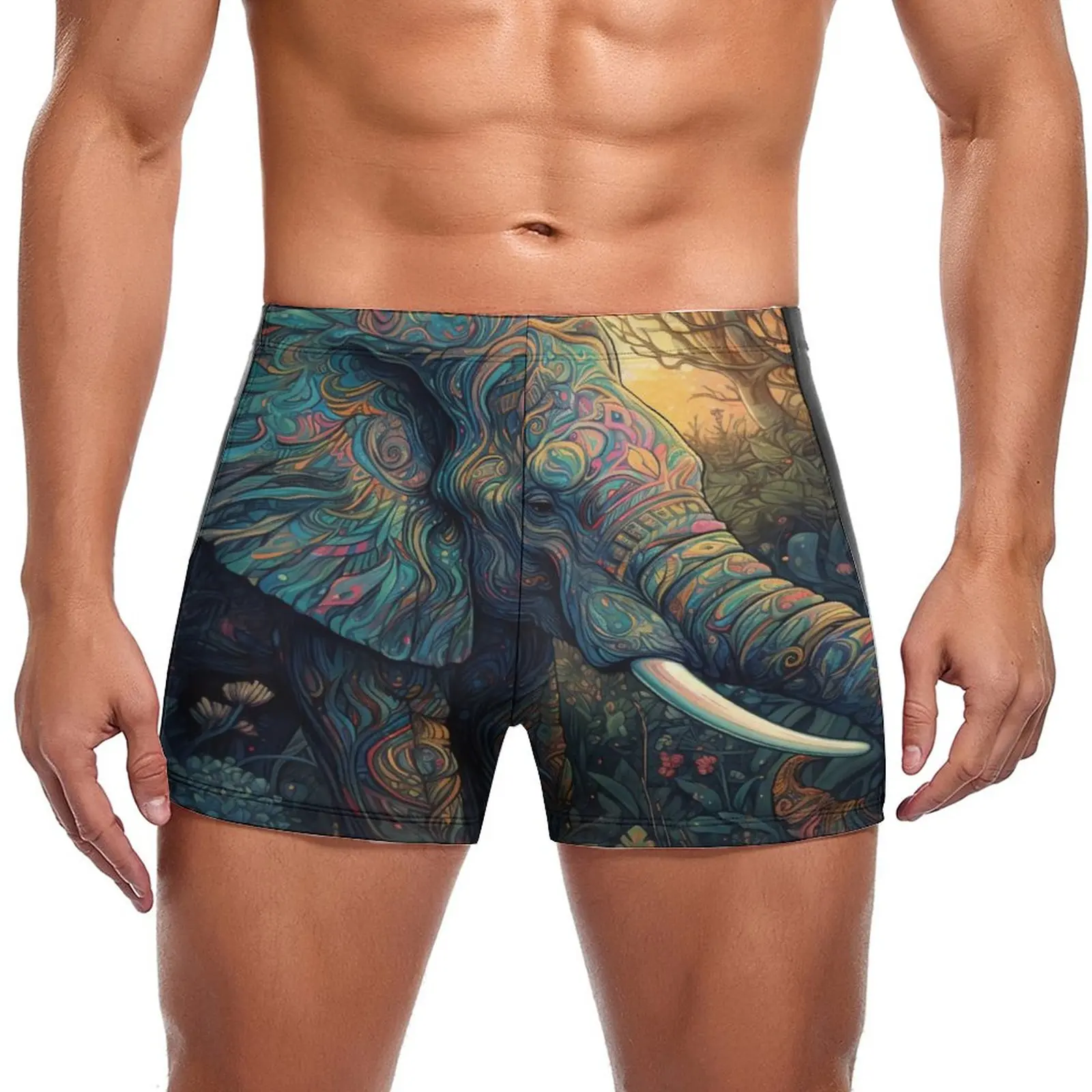 

Плавательные Трусы со слоном, красочные неоновые тренировочные шорты с принтом, прочный мужской купальник
