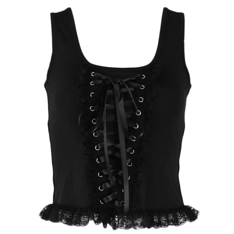 

Womens Sexy Casual Vest Lace Gothic Top Vintage Boned Bustier Corset Sexy Lace Up Vintage Boned Short Vest Vestido