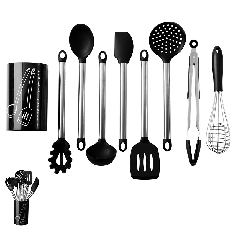 

Non-Stick Silicone Kitchen Utensil Wood Slotted Spatula Skimmer Spoon Soup Ladle Cooking Shovel Kitchen Gadgets Accessories
