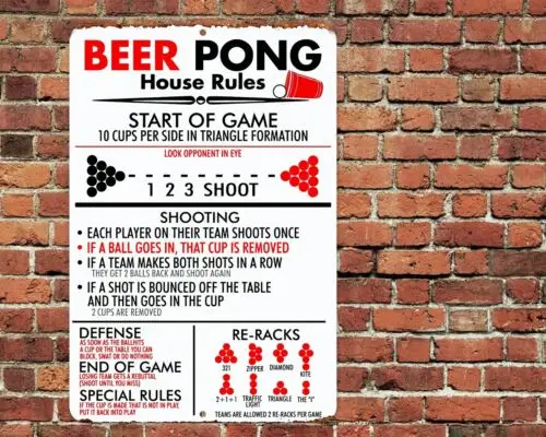 Пивной Понг Дом Правила металлический знак Металл Человек Пещера Гараж