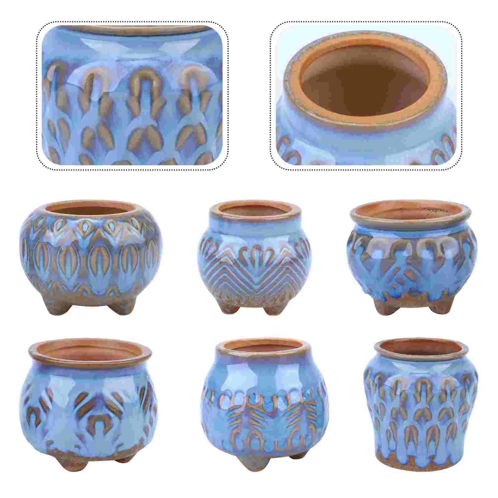 

6 шт. керамический цветочный горшок, горшок для суккулентов, цветочный горшок бонсай (случайный цвет)