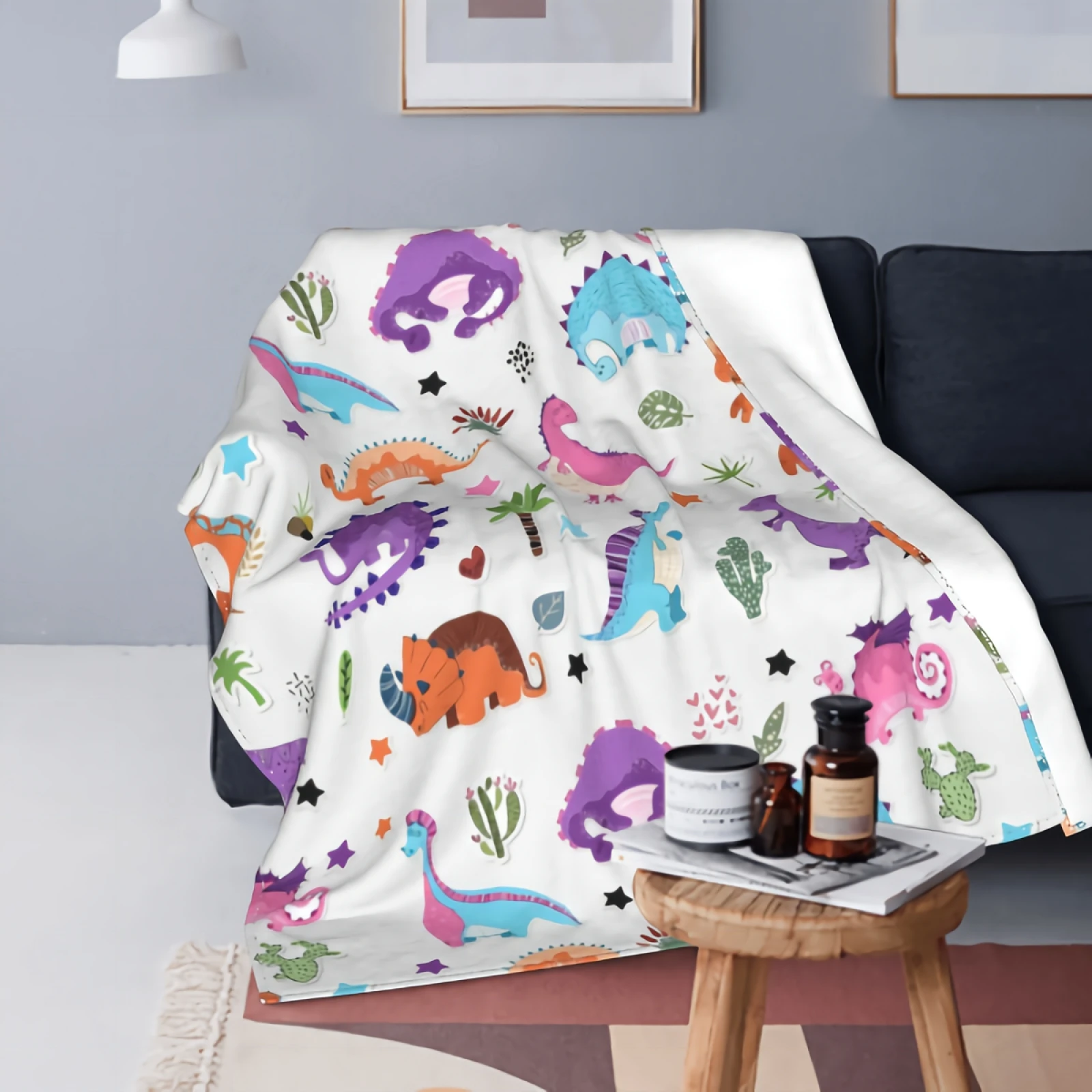 

Фланелевое Одеяло Anyako Dino в скандинавском стиле, ультра-мягкое удобное одеяло с милыми динозаврами, всесезонное покрывало для кровати, диван...