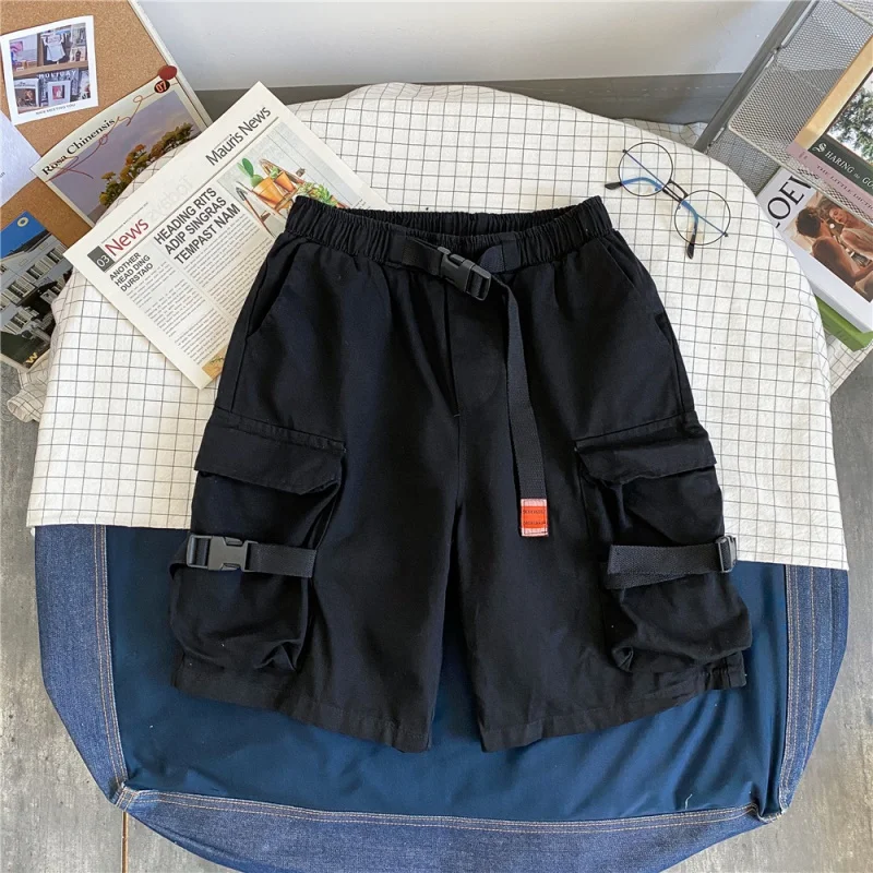 

Летние повседневные прямые комбинезоны в гонконгском стиле, свободные модные шорты с эластичным поясом