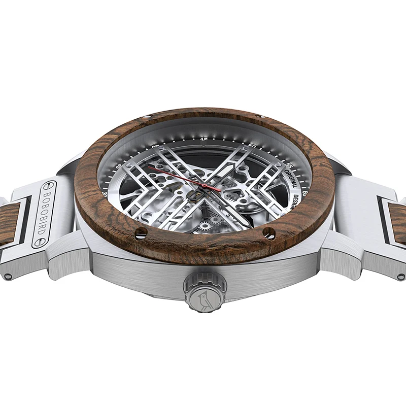 Дешево Мужские наручные часы-скелетоны из нержавеющей стали, 45 мм