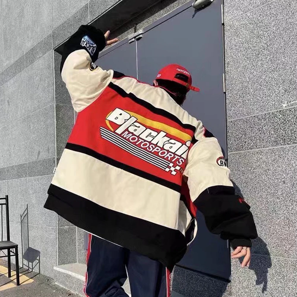 Куртка мужская с буквенным принтом мотоциклетная уличная одежда винтажная