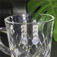 woman wedding water drop earrings women 2022 elegant party white zircon dangle earring horse eye trend new womens luxury