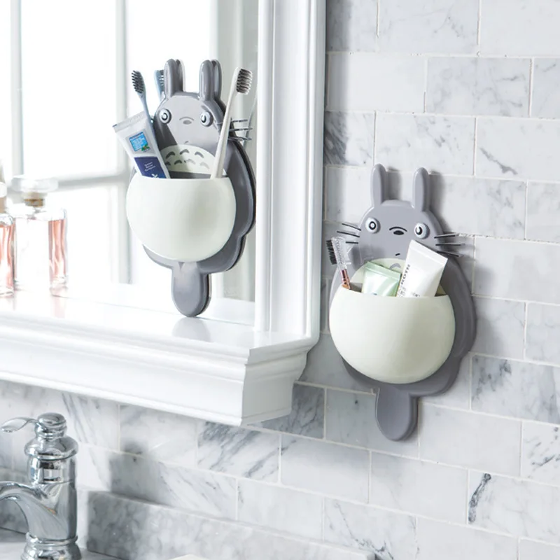 

1pcs Toothbrush Wall Mount Holder Cute Totoro Sucker box Bathroom Organizer Tools Accessories