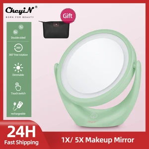 CkeyiN зеркало для макияжа сенсорный экран 1X5X светодиодный увеличитель зеркало вращение на 360 градусов Регулируемый двухсторонний косметический стол зеркала