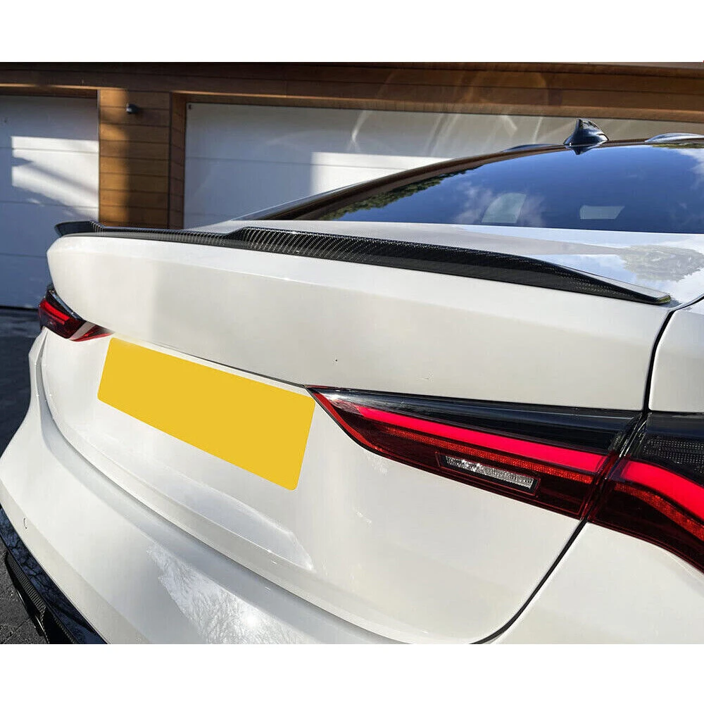Фото Автомобильная осветительная деталь для BMW 4 серии G22 G82 M4 2021 2022, Задняя Крышка багажника из углеродного волокна, спойлер FRP №3