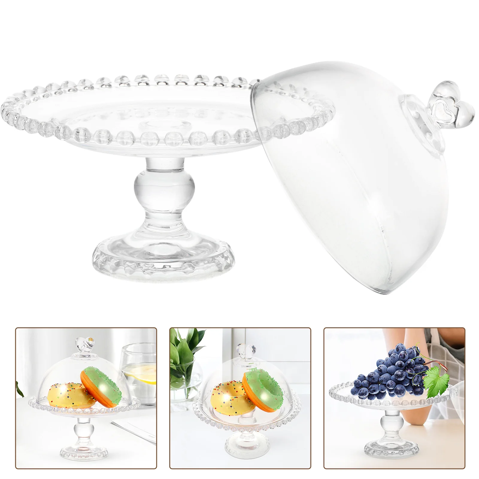 

Cake Serving Tray Cupcake Holder Lid Cupcake Stand Cake Tray Lid Covered Cake Pan Pastry Fruit Platter Server