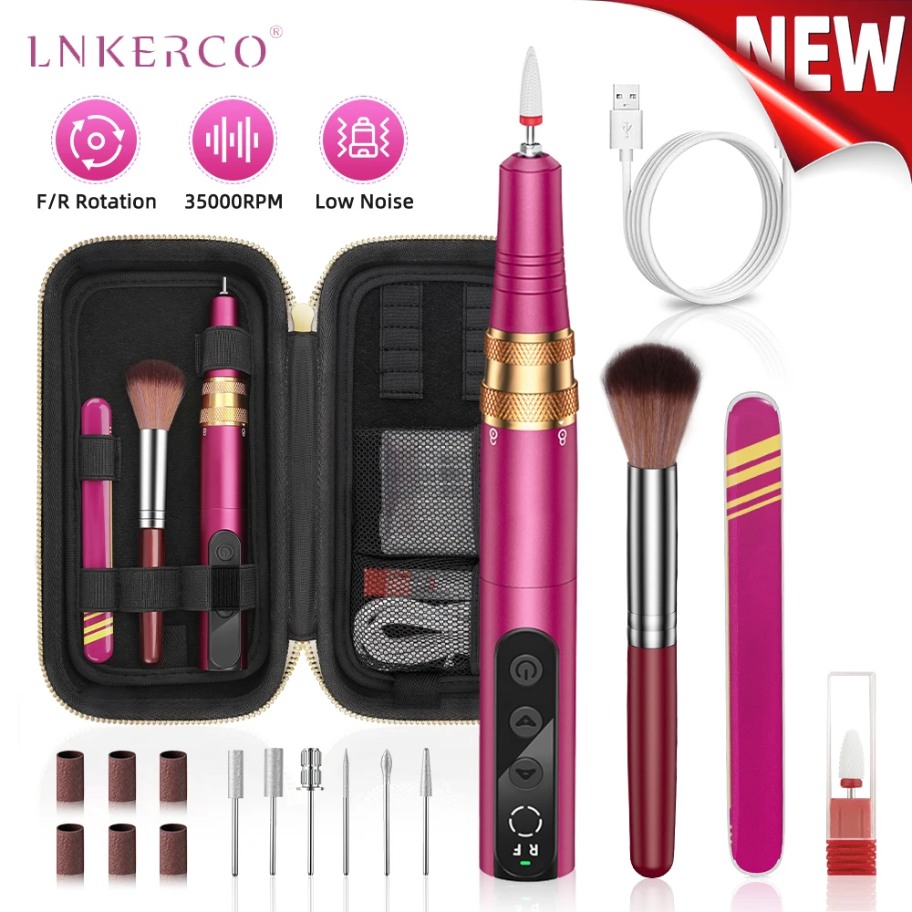 

Lnkerco 35000RPM Nail Drill Machine Professional Electric Nail Sander Pen For Gel Polishing Pedicure Home Salon Manicure Machine