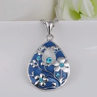 stylish enamel necklace mosaic crystal teardrop shaped pendant european luxury brands