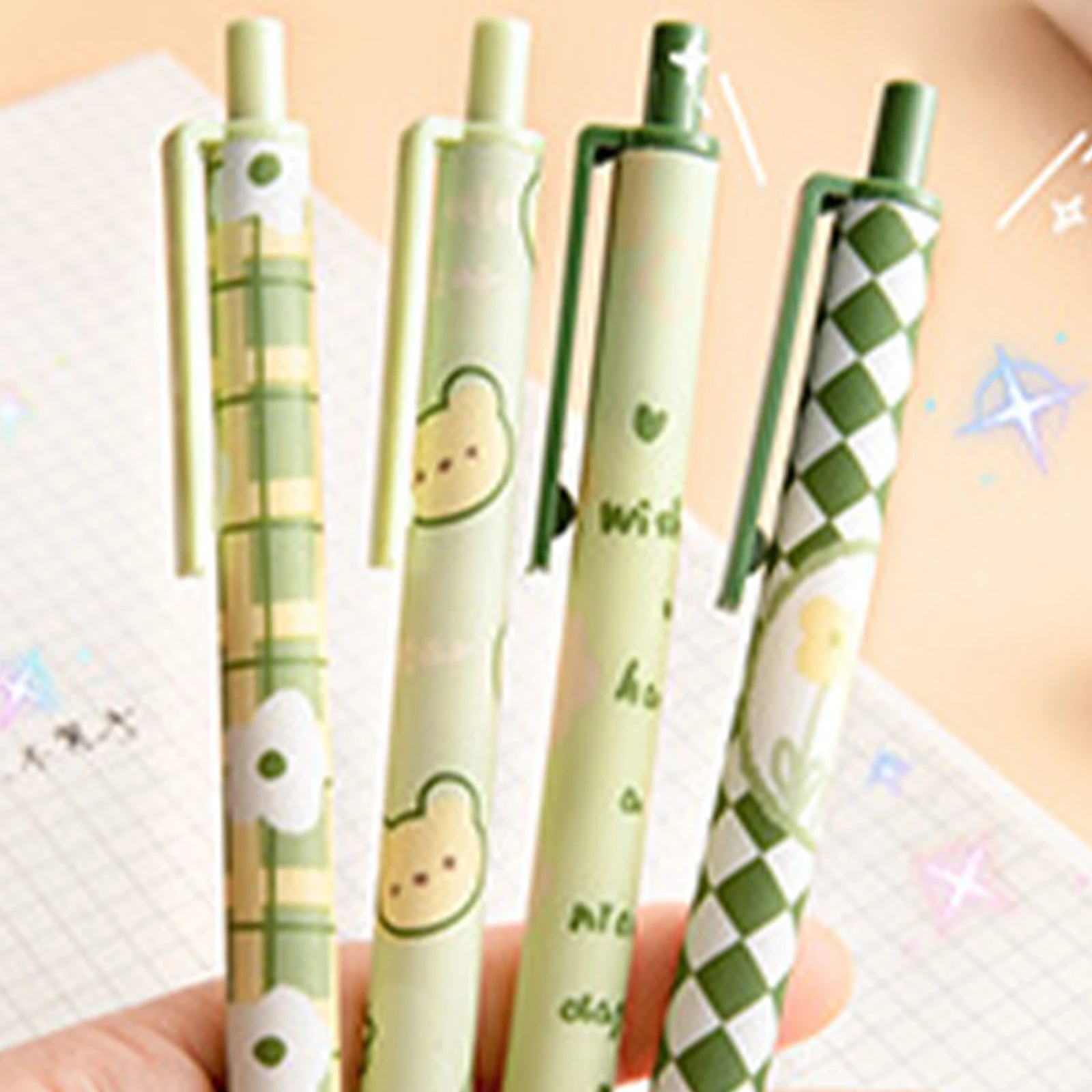 

4pcs Comfort Grip Retractable Gel Pens Black Ink 0.5mm Fine Nib Pen Smooth Writing Smooth quick drying Carbon Ballpoint Pen