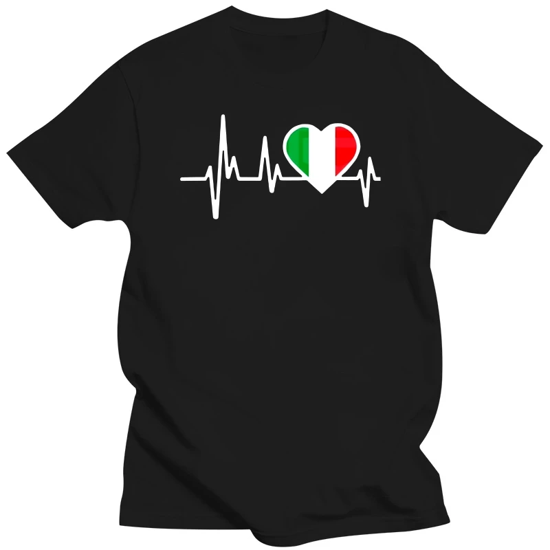 

Italy Heartbeat Flag T-Shirt Clothes Popular T-Shirt Crewneck 100% Cotton Tees Tops Summer Tees Cotton O Neck T-Shirt